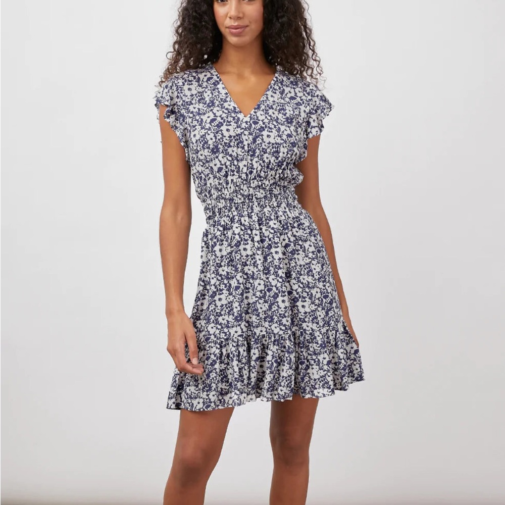 Rails Tara Dress Navy White Texture Floral Size S